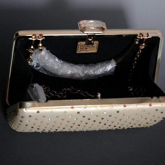 NEW Jimmy Crystal Gold Rhinestone Clutch - Picture 6 of 10